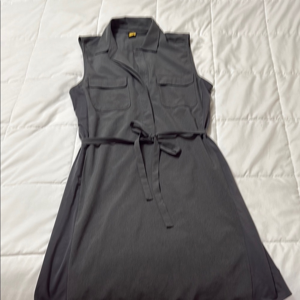 Eddie Bauer Gray Sleeveless A-Line Dress
